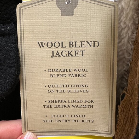 New Jachs New York Wool Blend Jacket Men's Size S Black Sherpa Lined Ragged - Picture 11 of 15